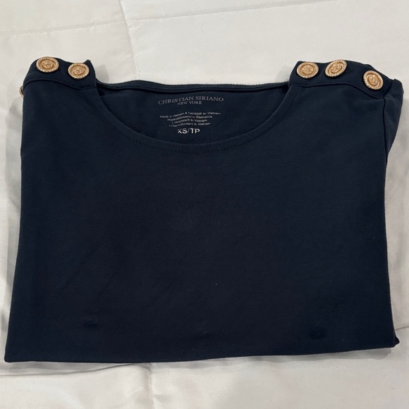 Christian Siriano Midnight Blue Top with Button Accents - Picture 5 of 5
